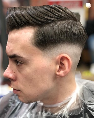 Classic side part with mid fade